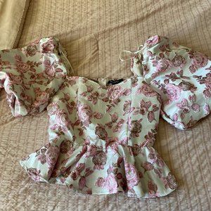 Floral Blouse with Puff Sleeves